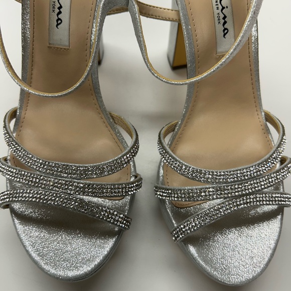 Nina Silver Strappy Block Heels - Picture 6 of 8